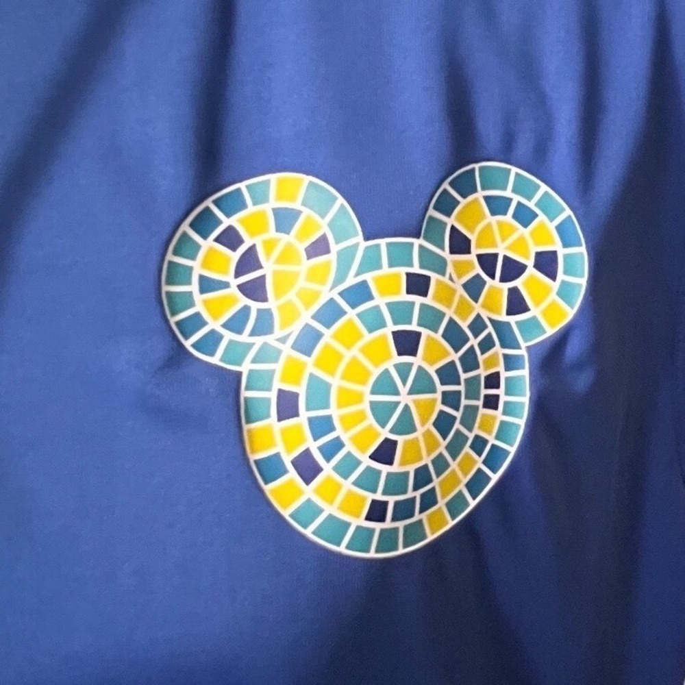 Disney Parks Mickey Mouse Mosaic Sleeveless Full Zip Hoodie Vest Blue Womens L - Picture 3 of 8